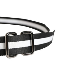 Dolce & Gabbana Men Black White Nylon Logo Metal Buckle Belt - 100 cm / 40 Inches