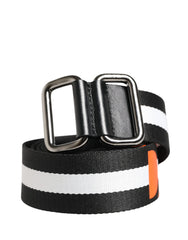 Dolce & Gabbana Men Black White Nylon Logo Metal Buckle Belt - 100 cm / 40 Inches