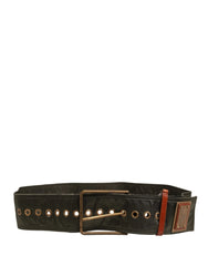 Dolce & Gabbana Men Black Wide Leather DG Metal Buckle Belt - 90 cm / 36 Inches