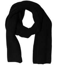 Dolce & Gabbana Men Black Wool Knitted Neck Shawl Scarf