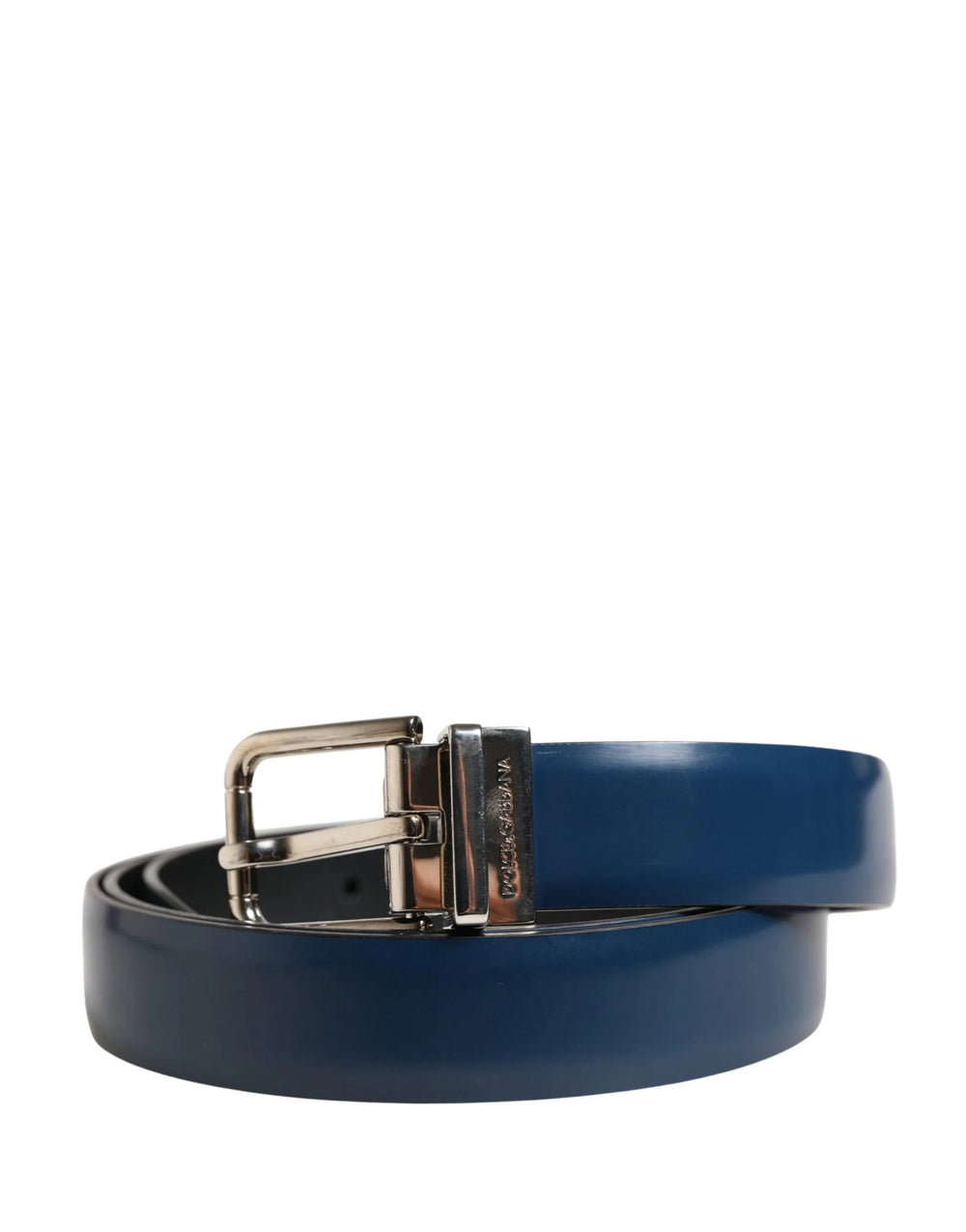 Dolce & Gabbana Men Blue Classic Leather Metal Buckle Belt