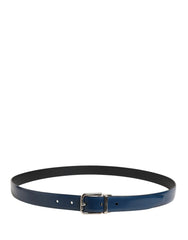 Dolce & Gabbana Men Blue Classic Leather Metal Buckle Belt