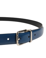 Dolce & Gabbana Men Blue Classic Leather Metal Buckle Belt