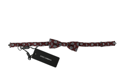 Dolce & Gabbana Men Bordeaux Maroon Lion Silk Adjustable Neck Bow Tie - Neckties