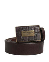 Dolce & Gabbana Men Brown Calf Leather Logo Metal Buckle Belt - 100 cm / 40 Inches