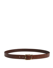Dolce & Gabbana Men Brown Classic Leather Metal Buckle Belt - 105 cm / 42 Inches