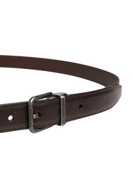 Dolce & Gabbana Men Brown Classic Leather Metal Buckle Belt - 110 cm / 44 Inches