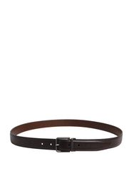 Dolce & Gabbana Men Brown Classic Leather Metal Buckle Belt - 110 cm / 44 Inches
