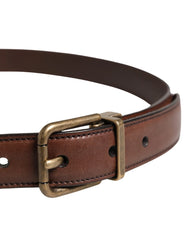 Dolce & Gabbana Men Brown Classic Leather Metal Buckle Belt - 85 cm / 34 Inches
