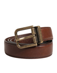 Dolce & Gabbana Men Brown Classic Leather Metal Buckle Belt - 85 cm / 34 Inches