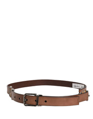 Dolce & Gabbana Men Brown Classic Leather Metal Buckle Belt - 90 cm / 36 Inches