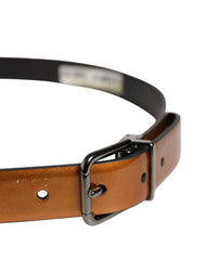 Dolce & Gabbana Men Brown Classic Leather Metal Buckle Belt - 90 cm / 36 Inches