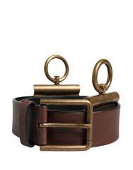 Dolce & Gabbana Men Brown Classic Leather Metal Buckle Belt - 90 cm / 36 Inches