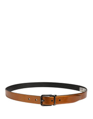 Dolce & Gabbana Men Brown Classic Leather Metal Buckle Belt - 90 cm / 36 Inches