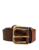 Dolce & Gabbana Men Brown Classic Leather Metal Buckle Belt - 90 cm / 36 Inches