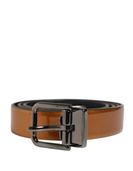 Dolce & Gabbana Men Brown Classic Leather Metal Buckle Belt - 90 cm / 36 Inches