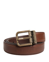 Dolce & Gabbana Men Brown Classic Leather Metal Buckle Belt - 90 cm / 36 Inches