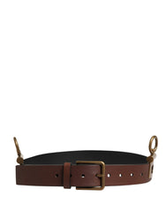 Dolce & Gabbana Men Brown Classic Leather Metal Buckle Belt - 90 cm / 36 Inches