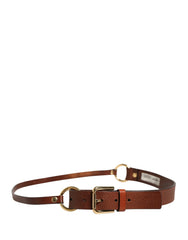 Dolce & Gabbana Men Brown Classic Leather Metal Buckle Belt - 90 cm / 36 Inches