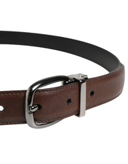 Dolce & Gabbana Men Brown Classic Leather Metal Buckle Belt - 95 cm / 38 Inches