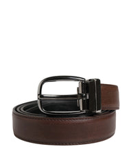 Dolce & Gabbana Men Brown Classic Leather Metal Buckle Belt - 95 cm / 38 Inches