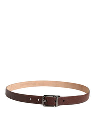 Dolce & Gabbana Men Brown Goatskin Leather Metal Buckle Belt - 85 cm / 34 Inches
