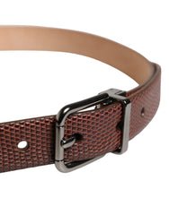 Dolce & Gabbana Men Brown Goatskin Leather Metal Buckle Belt - 85 cm / 34 Inches