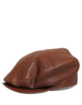 Dolce & Gabbana Men Brown Lamb Leather Newsboy Cloth Capello Hat - 57 cm|S