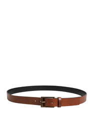 Dolce & Gabbana Men Brown Leather Classic Metal Buckle Belt - 115 cm / 46 Inches