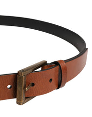 Dolce & Gabbana Men Brown Leather Classic Metal Buckle Belt - 115 cm / 46 Inches