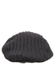 Dolce & Gabbana Men Dark Gray Wool Knitted Newsboy Capello Hat - 58 cm|M