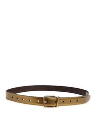 Dolce & Gabbana Men Gold Classic Leather Metal Buckle Belt - 85 cm / 34 Inches