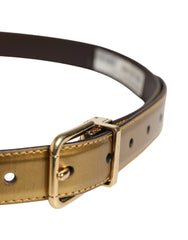 Dolce & Gabbana Men Gold Classic Leather Metal Buckle Belt - 85 cm / 34 Inches