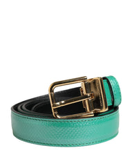 Dolce & Gabbana Men Green Classic Leather Metal Buckle Belt - 85 cm / 34 Inches