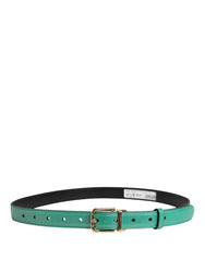 Dolce & Gabbana Men Green Classic Leather Metal Buckle Belt - 85 cm / 34 Inches