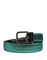 Dolce & Gabbana Men Green Lurex Polyester Metal Buckle Belt - 85 cm / 34 Inches