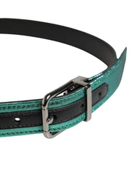 Dolce & Gabbana Men Green Lurex Polyester Metal Buckle Belt - 85 cm / 34 Inches