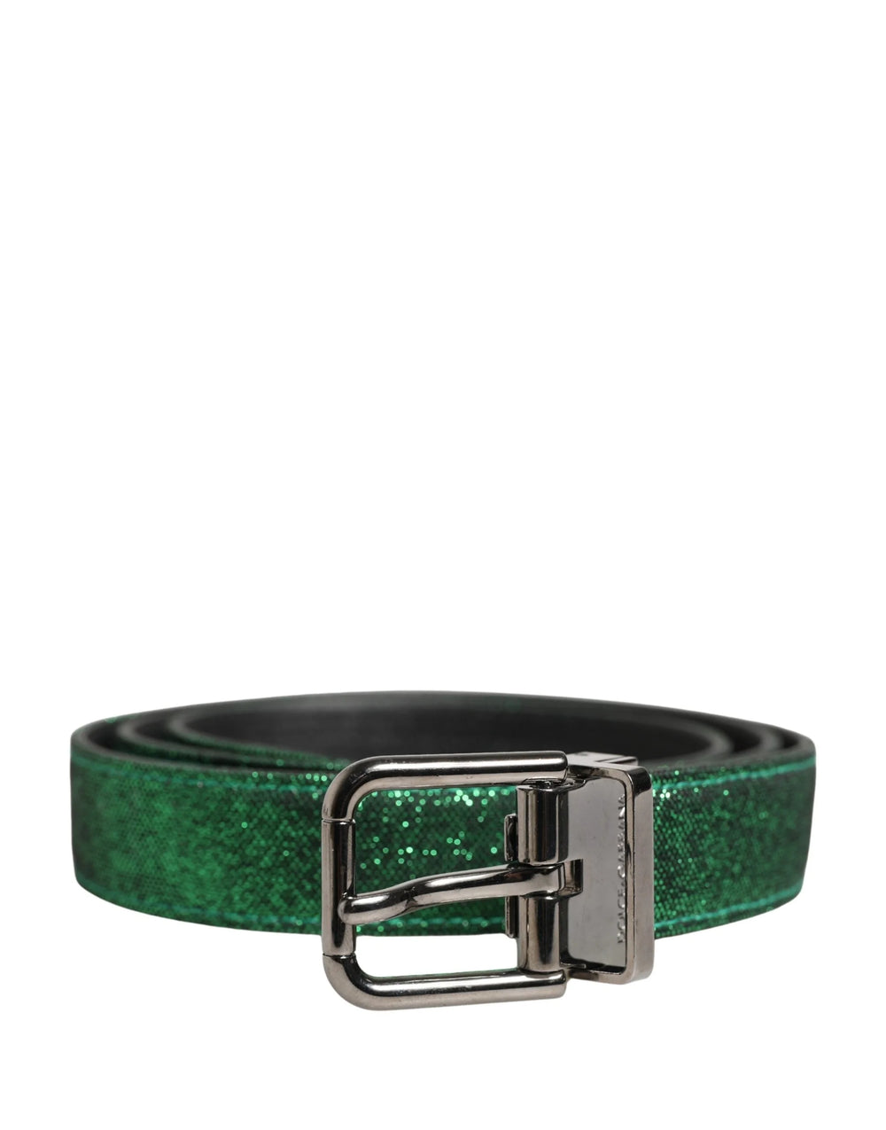 Dolce & Gabbana Men Green Lurex Polyester Metal Buckle Belt - 90 cm / 36 Inches