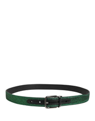 Dolce & Gabbana Men Green Lurex Polyester Metal Buckle Belt - 90 cm / 36 Inches