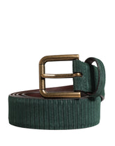 Dolce & Gabbana Men Green Velvet Leather Metal Buckle Belt - 85 cm / 34 Inches