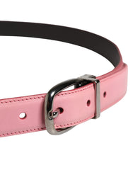Dolce & Gabbana Men Pink Classic Leather Metal Buckle Belt - 95 cm / 38 Inches