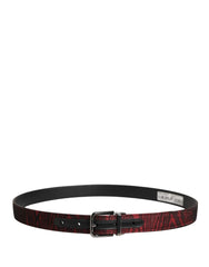 Dolce & Gabbana Men Red Jacquard Acetate Metal Buckle Belt - 90 cm / 36 Inches