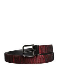 Dolce & Gabbana Men Red Jacquard Acetate Metal Buckle Belt - 90 cm / 36 Inches