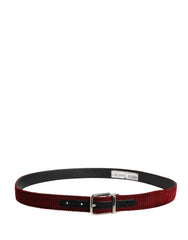 Dolce & Gabbana Men Red Velvet Leather Metal Buckle Belt - 90 cm / 36 Inches