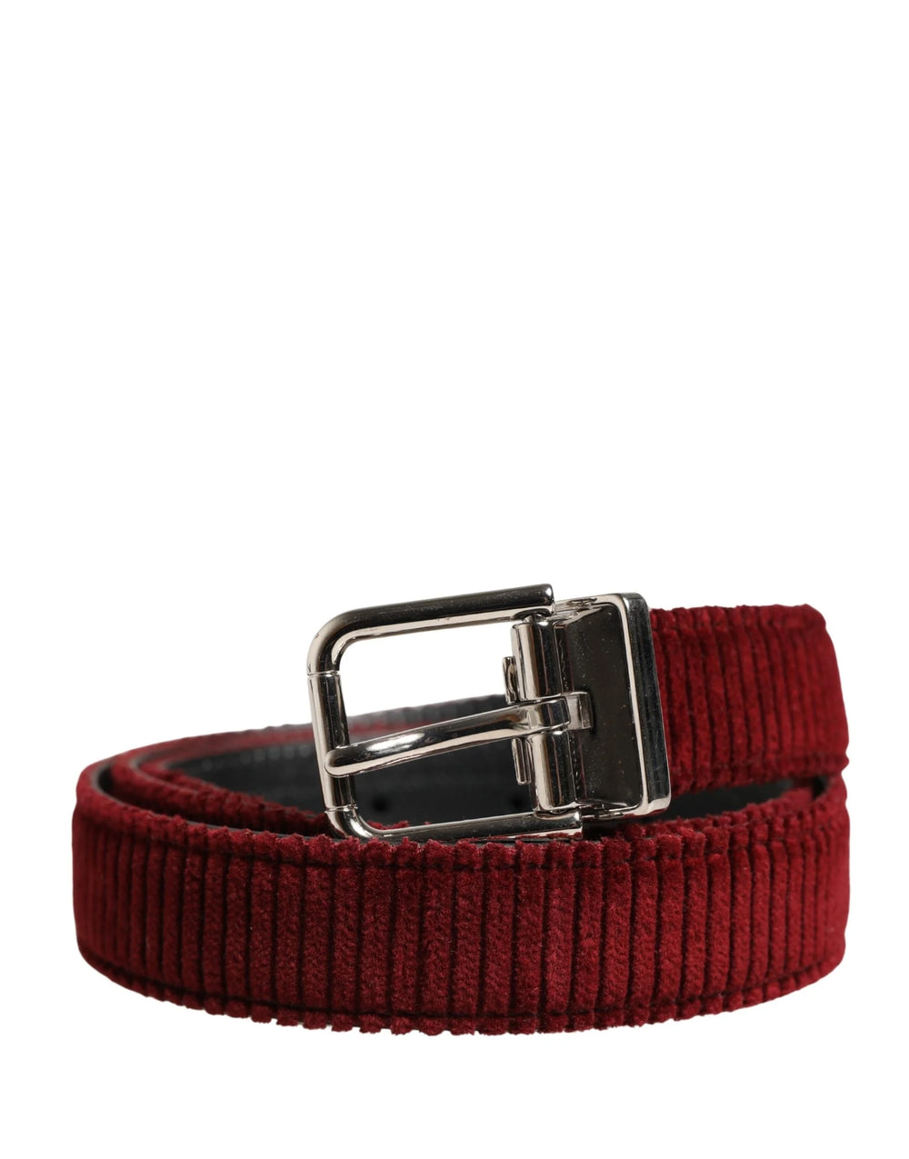 Dolce & Gabbana Men Red Velvet Leather Metal Buckle Belt - 90 cm / 36 Inches