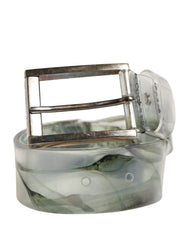 Dolce & Gabbana Men White Floral PVC Silver Metal Buckle Belt - 90 cm / 36 Inches