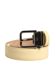 Dolce & Gabbana Men Yellow Classic Leather Metal Buckle Belt - 85 cm / 34 Inches