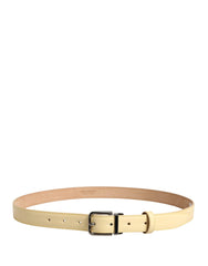 Dolce & Gabbana Men Yellow Classic Leather Metal Buckle Belt - 85 cm / 34 Inches