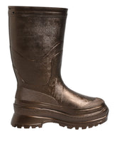 Dolce & Gabbana Metallic Bronze Pull On Rain Boots Shoes - EU41/US10.5 - Boots