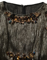 Dolce & Gabbana Metallic Gold Embellished Tiered Midi Dress - IT38 | XS